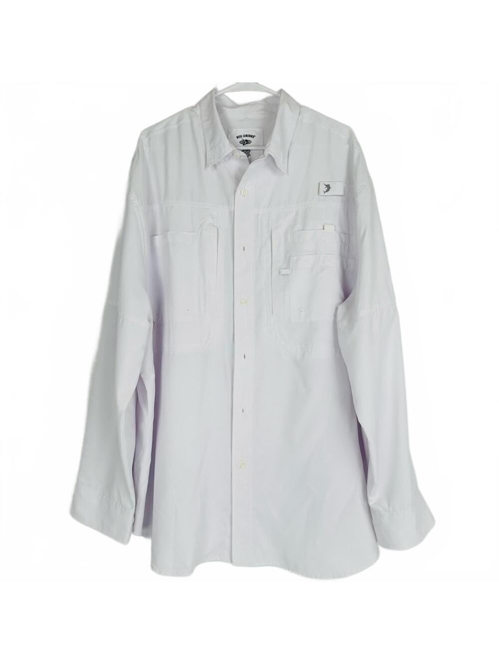 Reel Legends Men's Saltwater Long Sleeve White Fishing Shirt - Size XXL